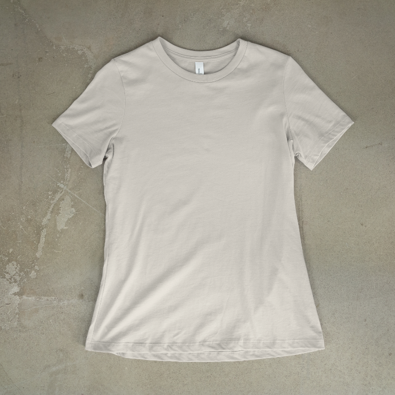 Front view of the off-white premium cotton T-shirt
